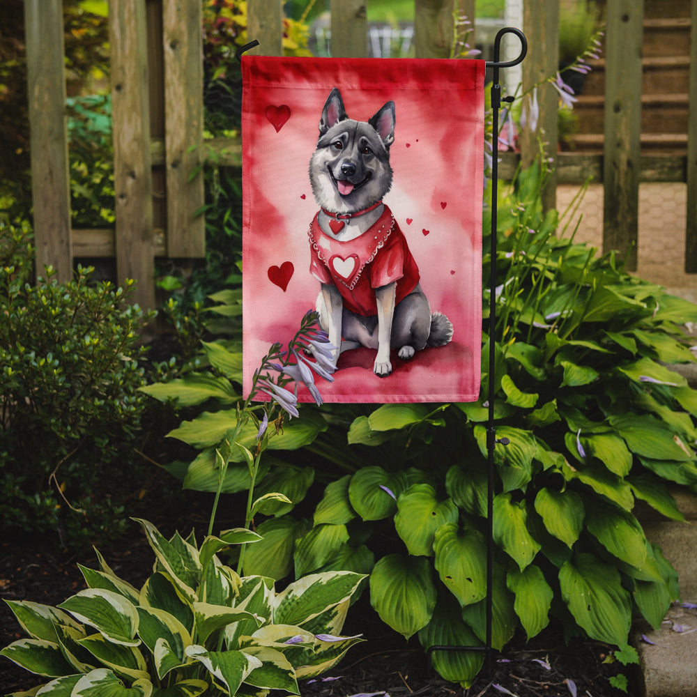 Norwegian Elkhound My Valentine Garden Flag