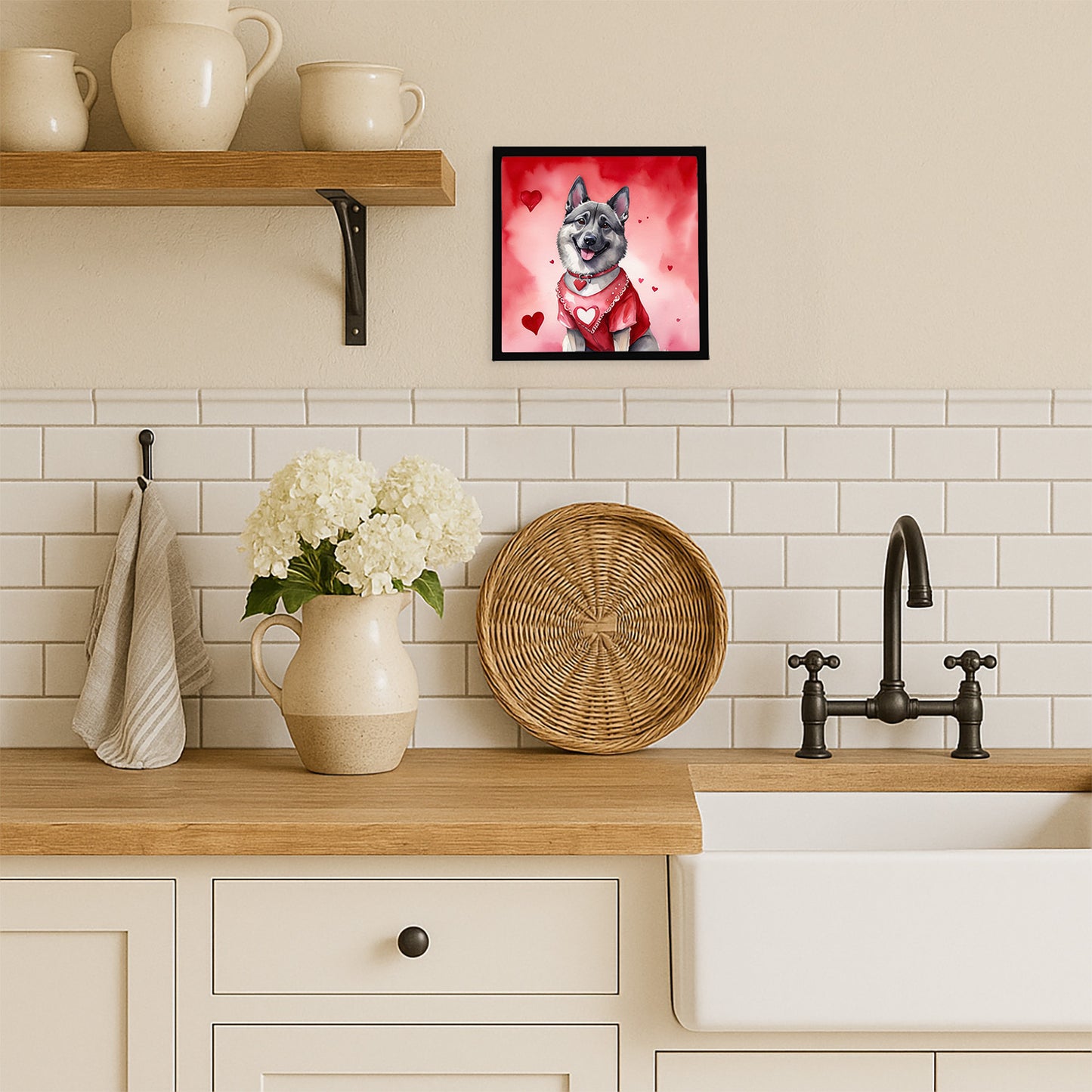 Norwegian Elkhound My Valentine Framed Metal Print