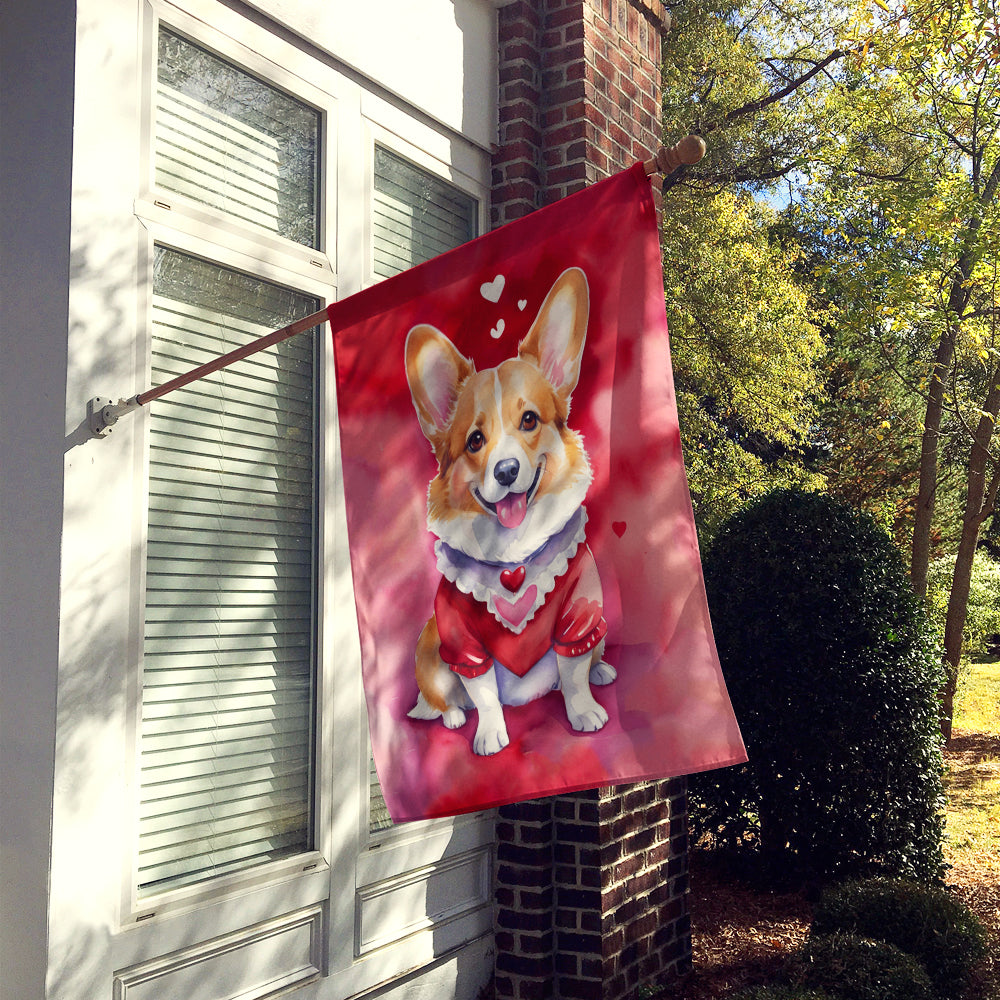 Corgi My Valentine House Flag