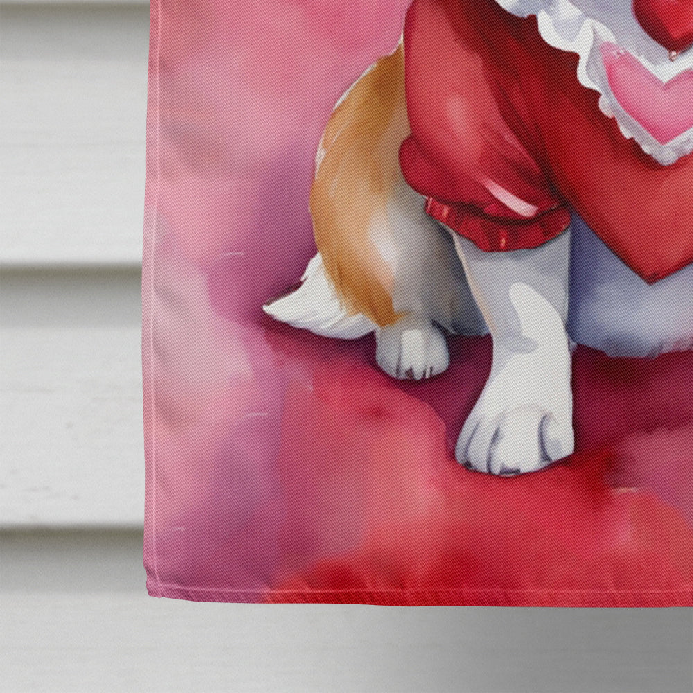 Corgi My Valentine House Flag