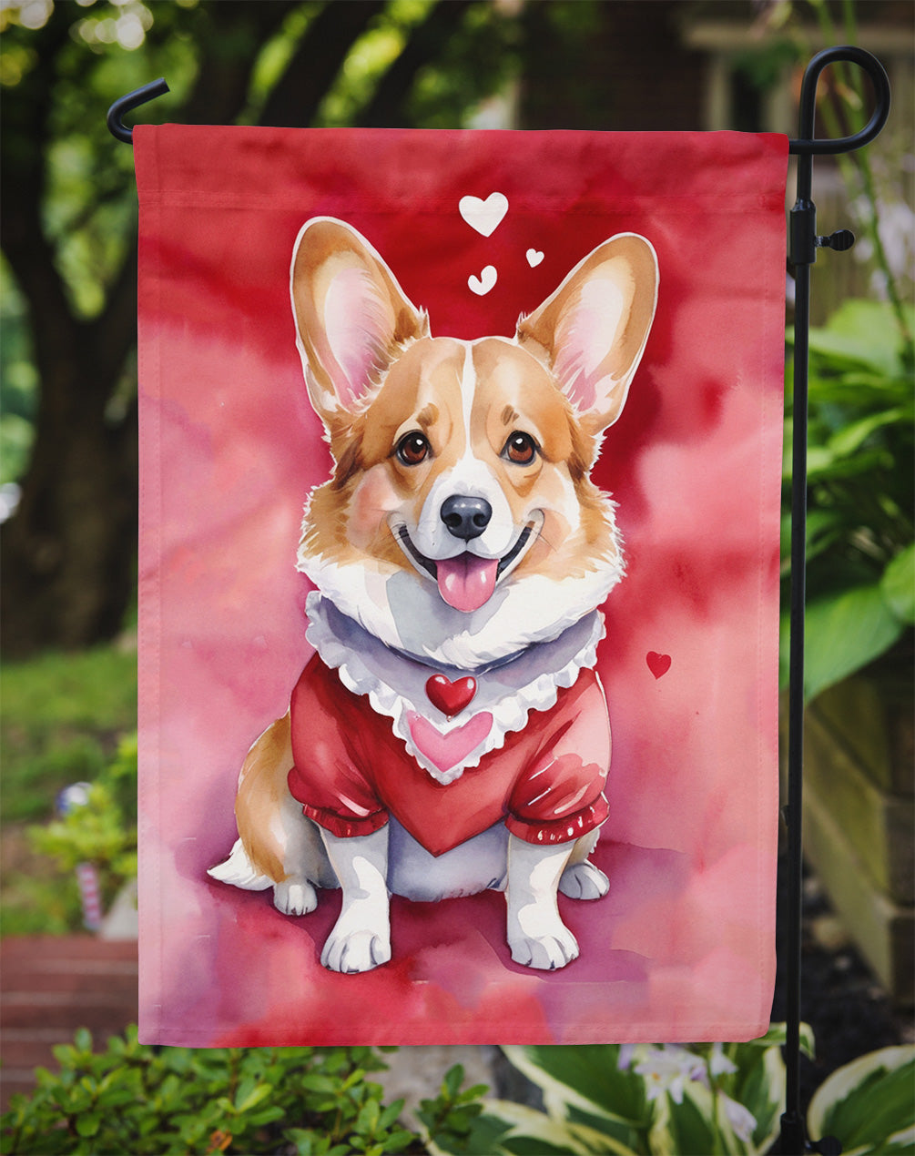 Corgi My Valentine Garden Flag