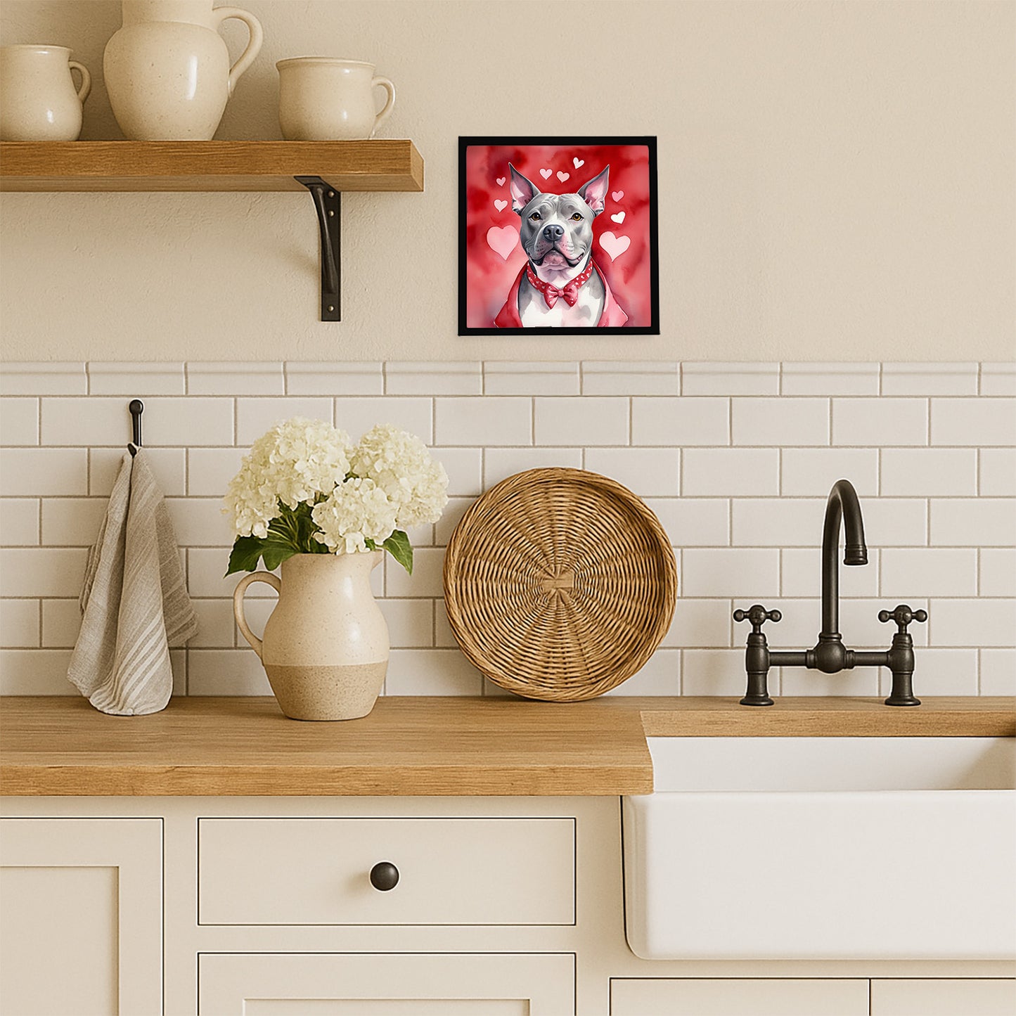 Pit Bull Terrier My Valentine Framed Metal Print
