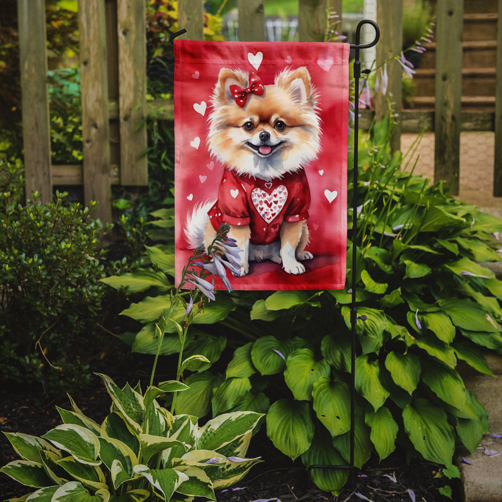 Pomeranian My Valentine Garden Flag