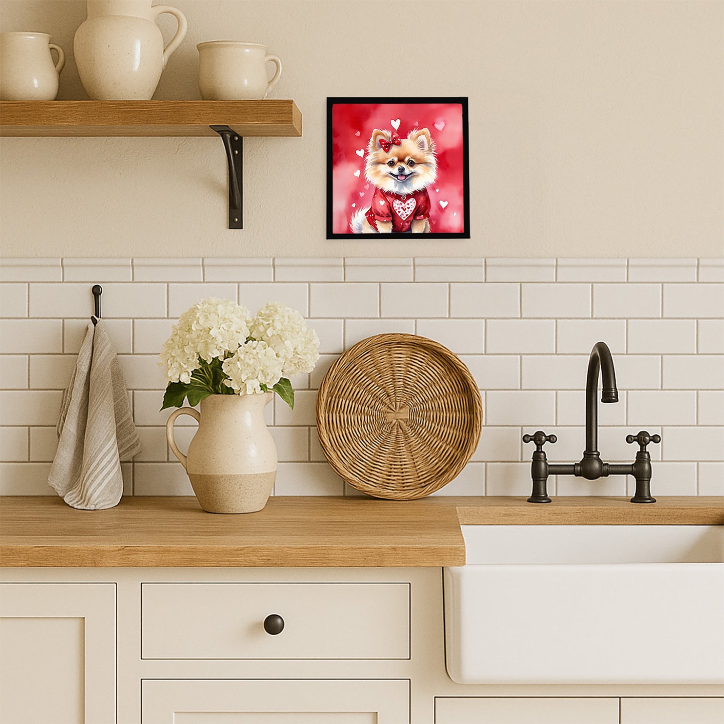 Pomeranian My Valentine Framed Metal Print