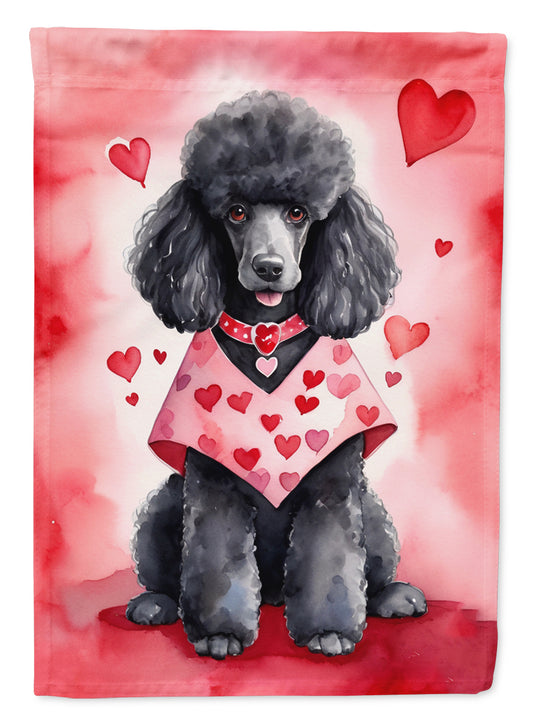 Buy this Black Poodle My Valentine House Flag