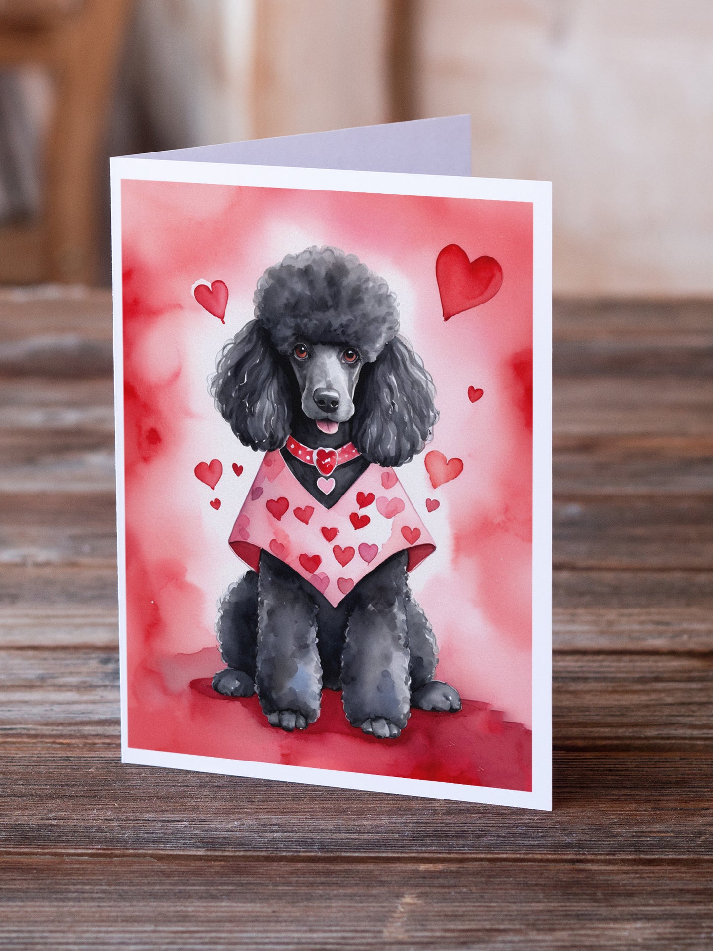 Black Poodle My Valentine Greeting Cards Pack of 8