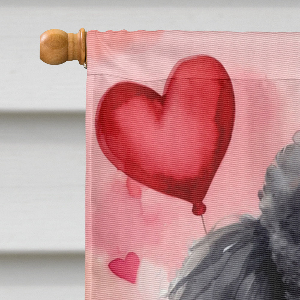 Black Poodle My Valentine House Flag