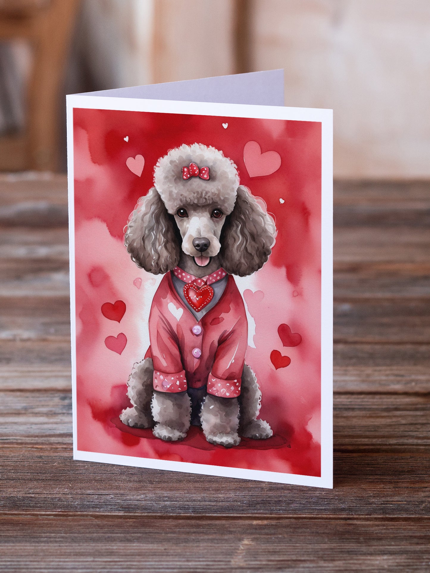 Chocolate Poodle My Valentine Greeting Cards Pack of 8