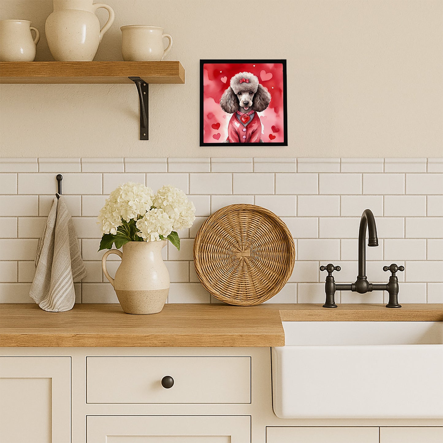 Chocolate Poodle My Valentine Framed Metal Print
