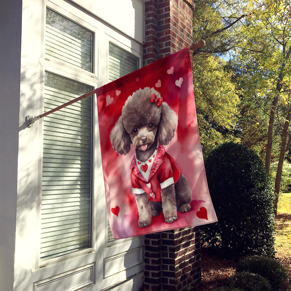 Chocolate Poodle My Valentine House Flag