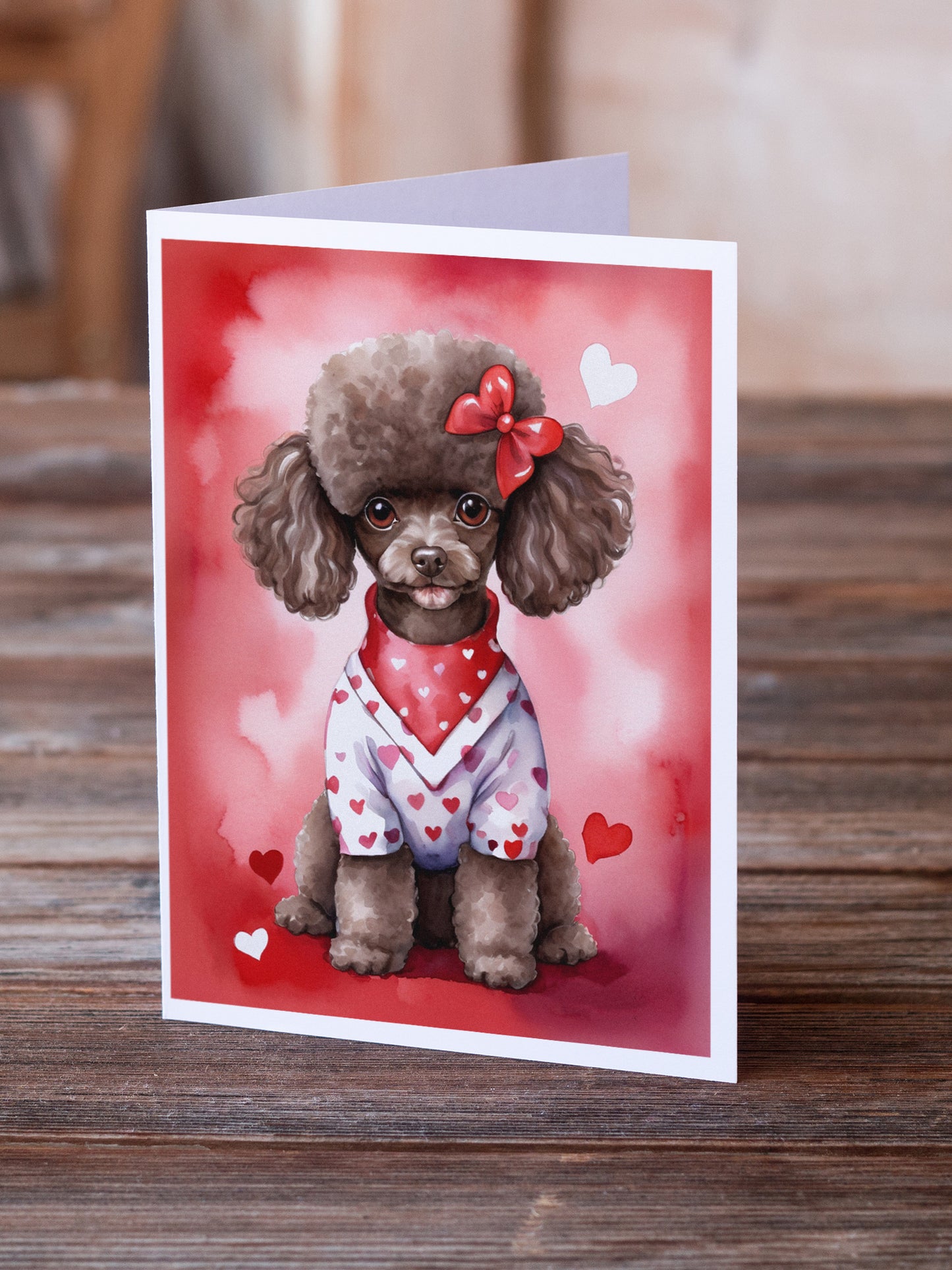 Chocolate Poodle My Valentine Greeting Cards Pack of 8