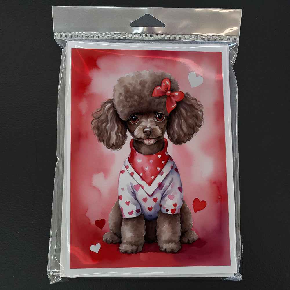 Chocolate Poodle My Valentine Greeting Cards Pack of 8