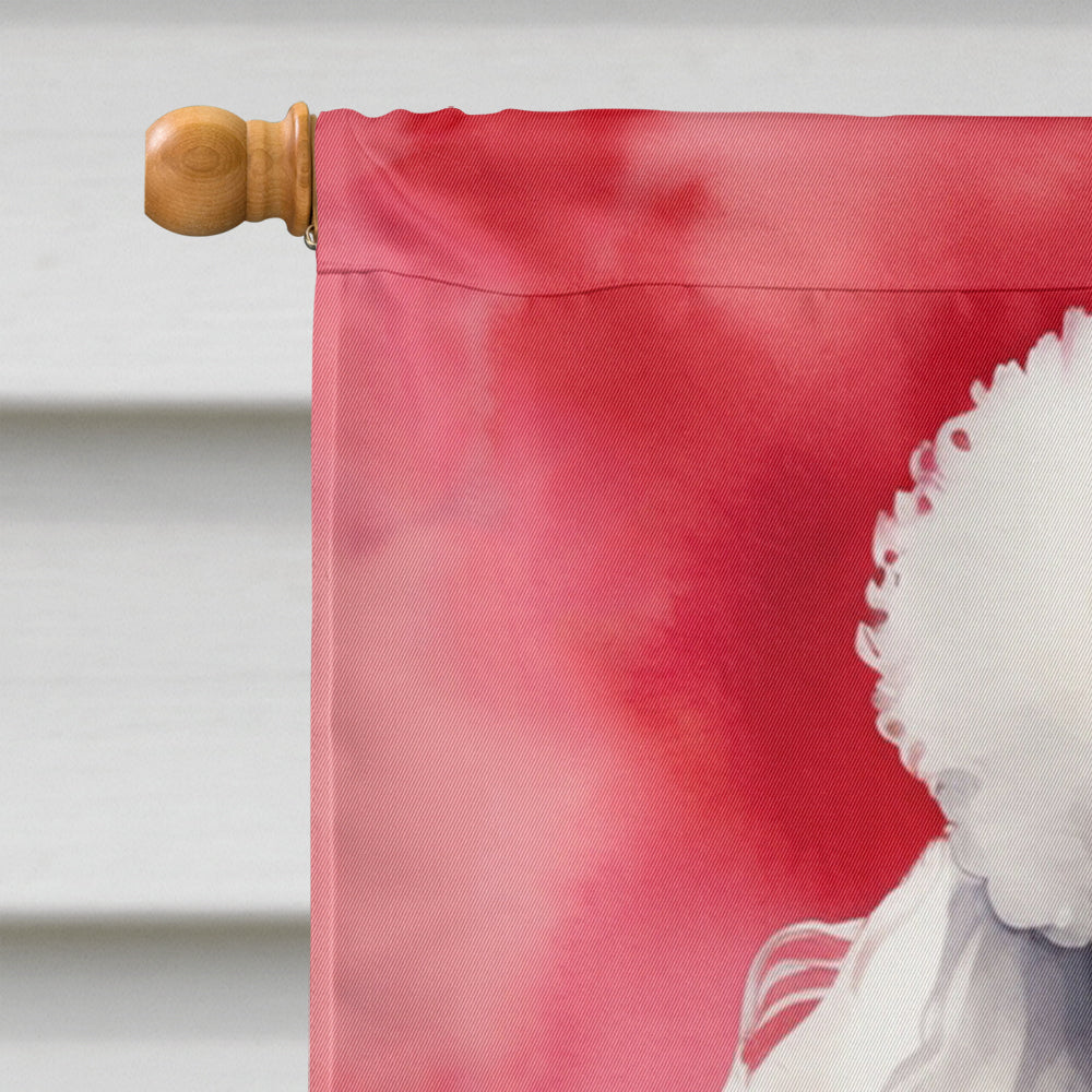 White Poodle My Valentine House Flag