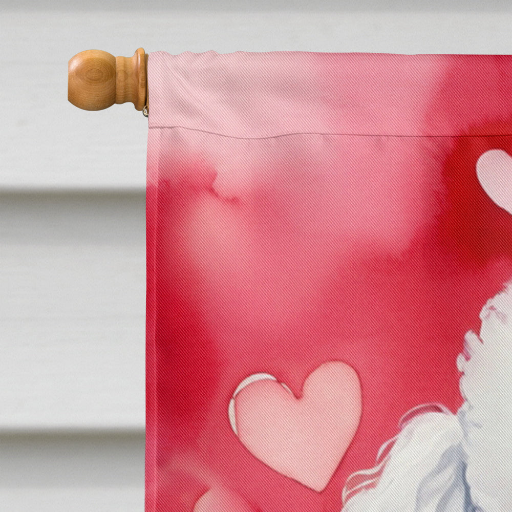 White Poodle My Valentine House Flag