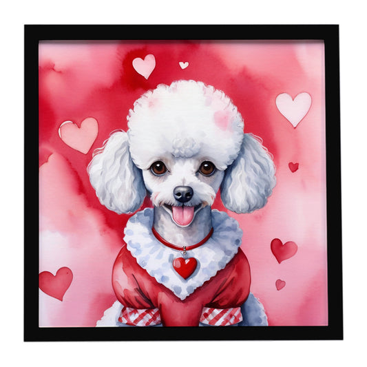 Buy this White Poodle My Valentine Framed Metal Print
