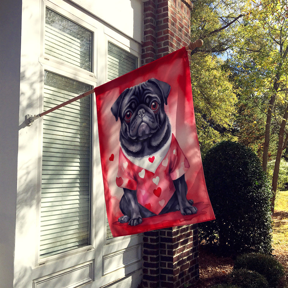 Pug My Valentine House Flag