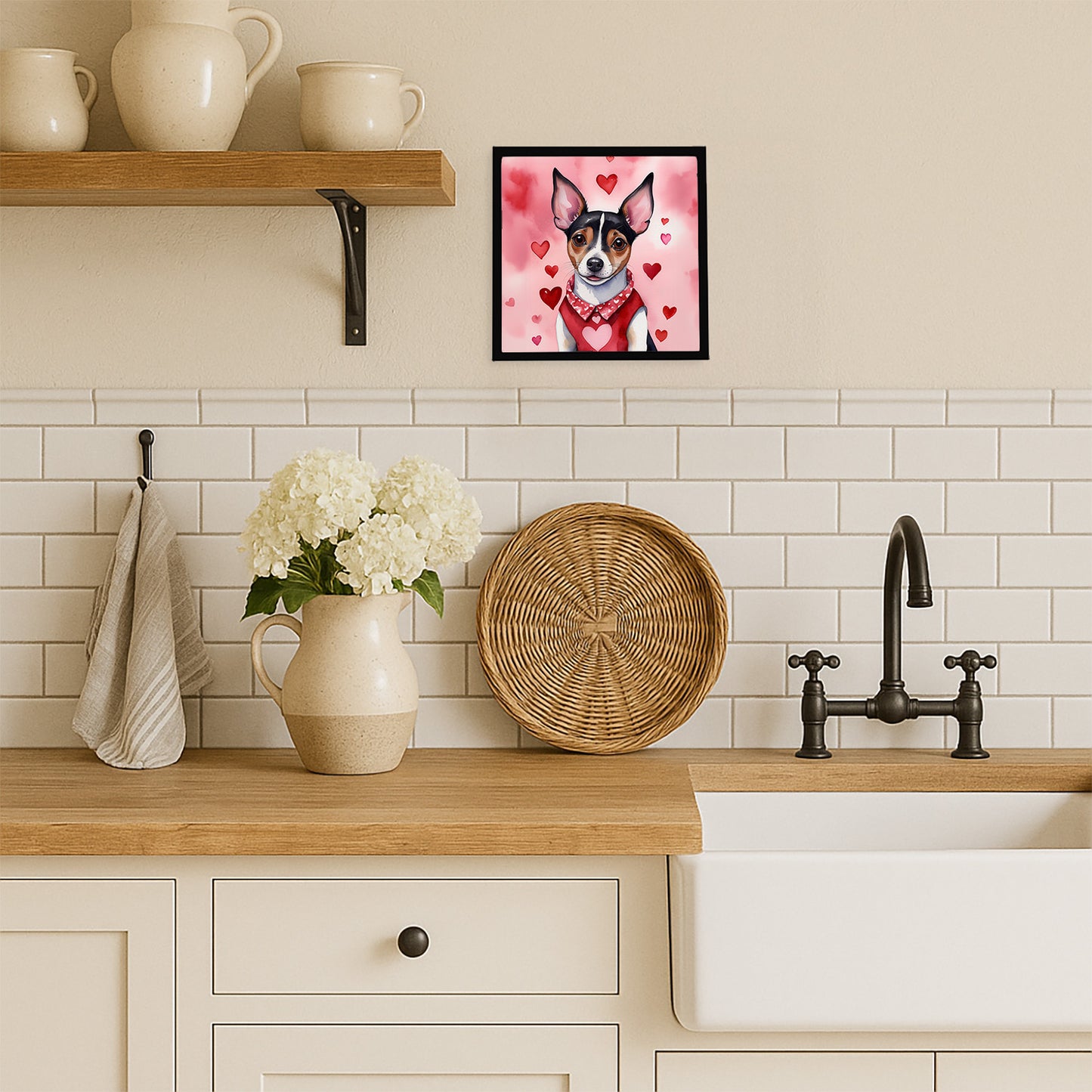 Rat Terrier My Valentine Framed Metal Print