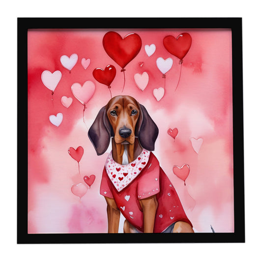 Buy this Redbone Coonhound My Valentine Framed Metal Print