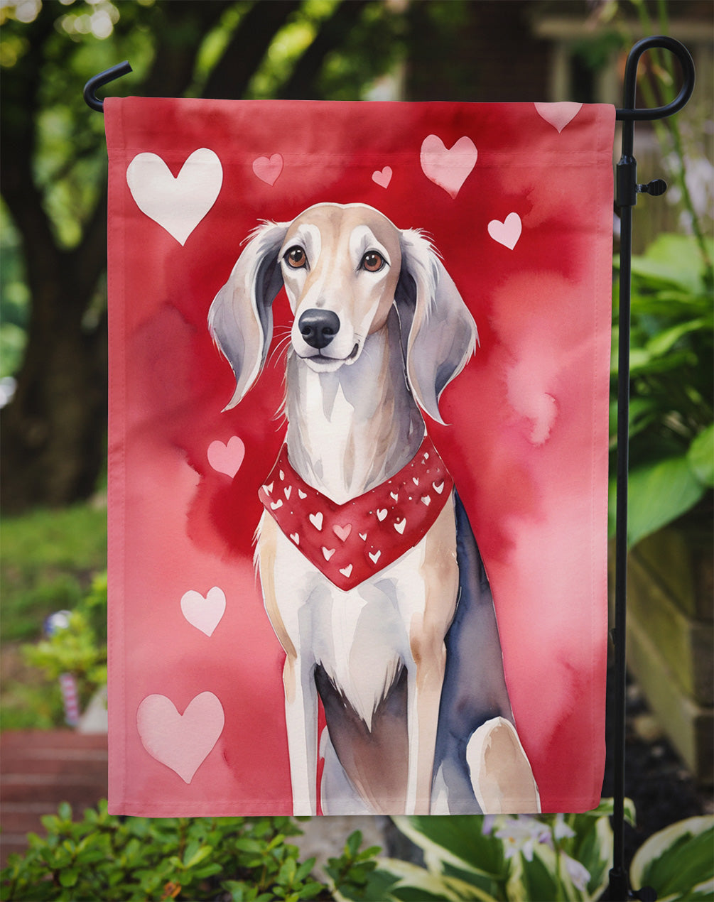 Saluki My Valentine Garden Flag