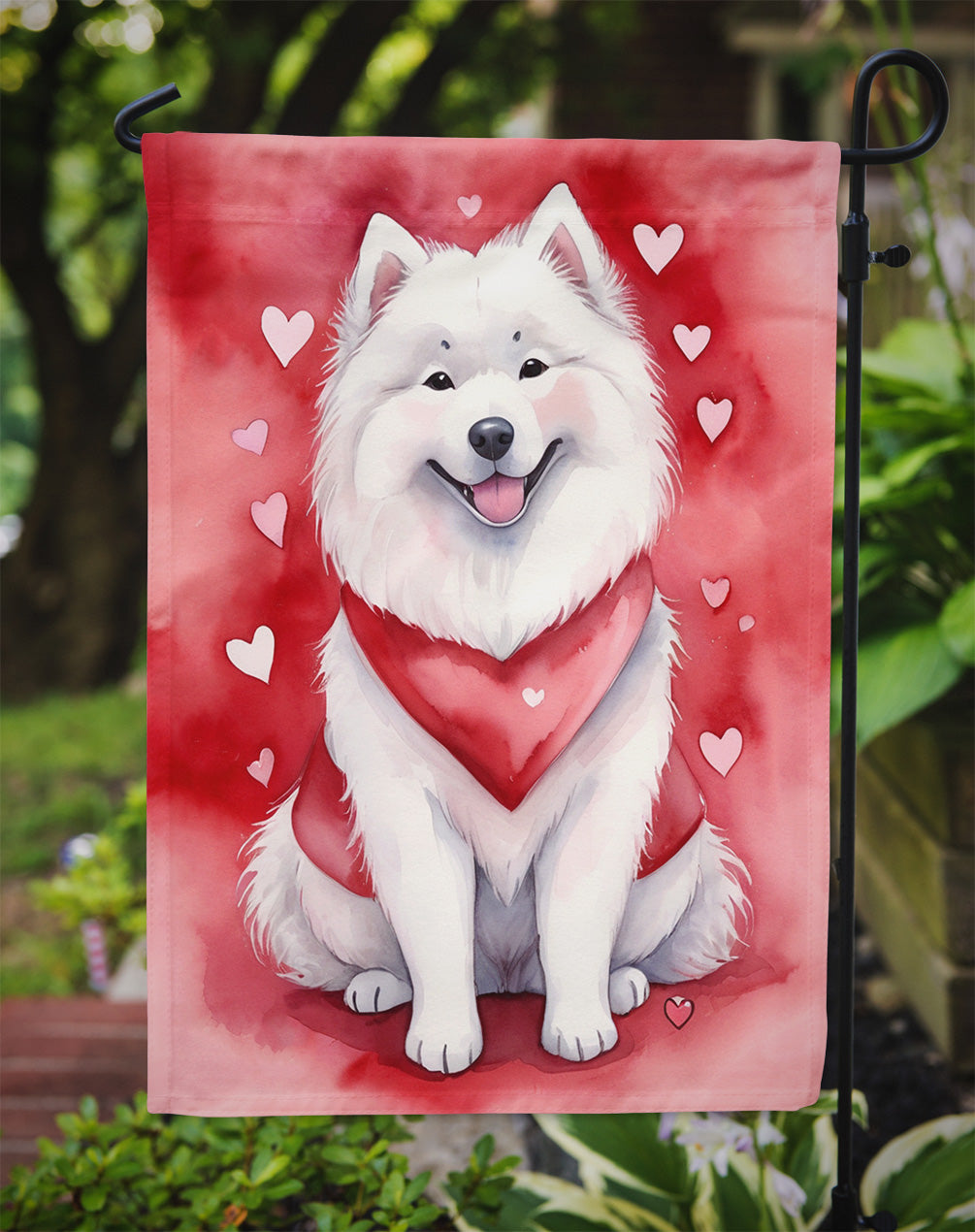 Samoyed My Valentine Garden Flag