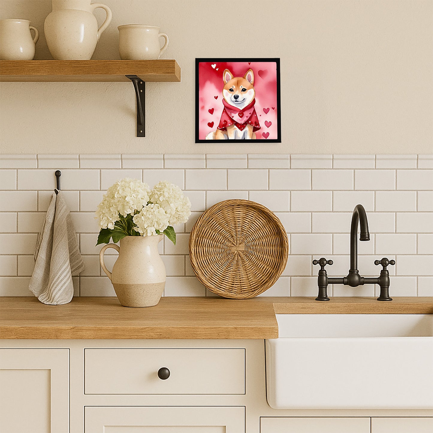 Shiba Inu My Valentine Framed Metal Print
