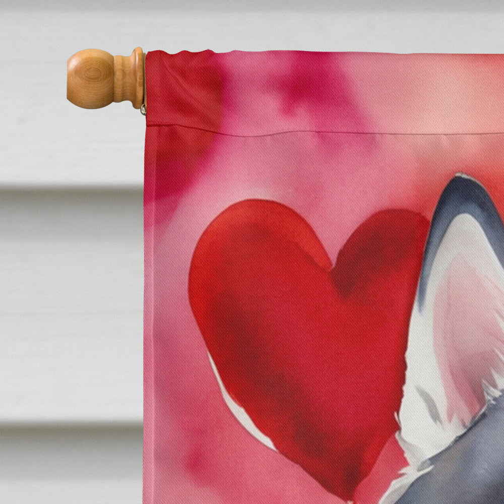 Siberian Husky My Valentine House Flag