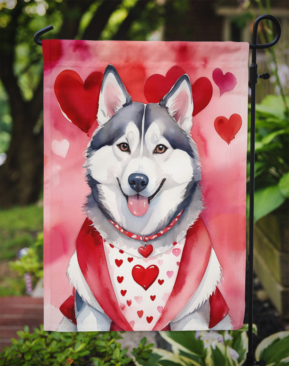 Siberian Husky My Valentine Garden Flag