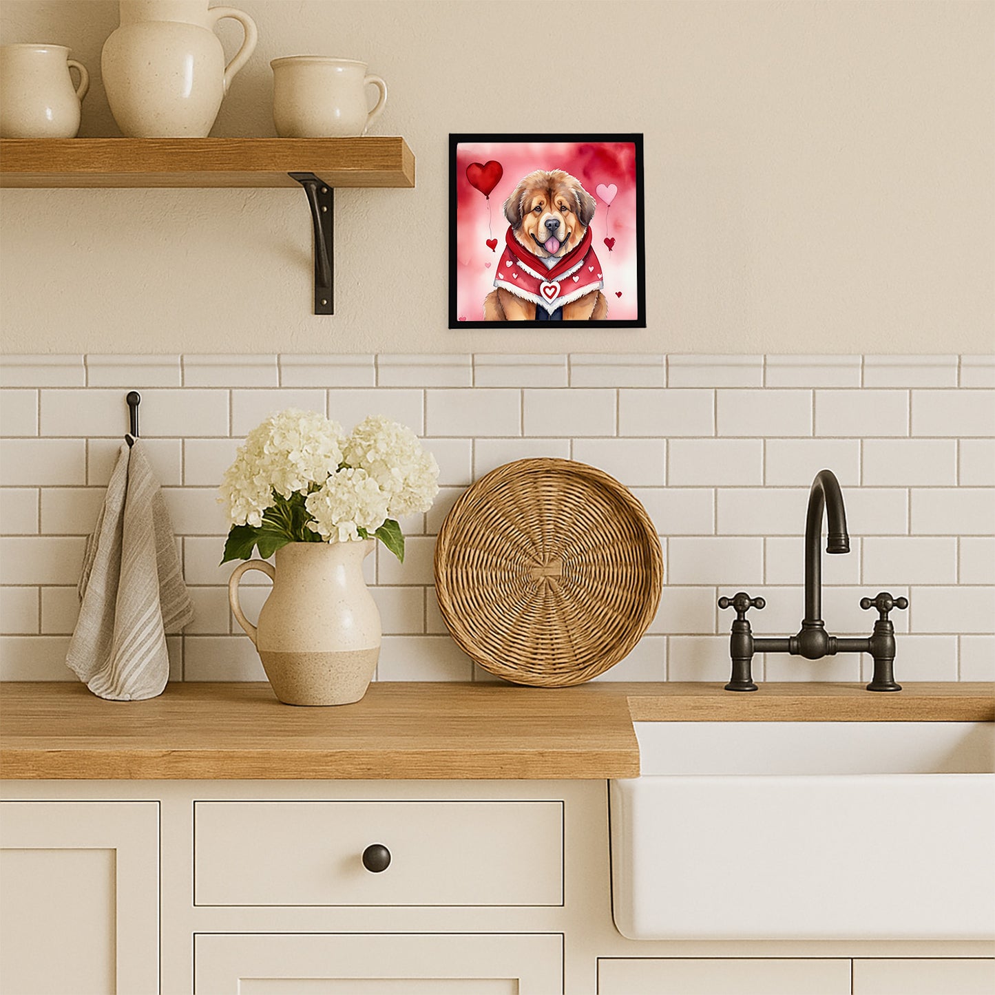 Tibetan Mastiff My Valentine Framed Metal Print