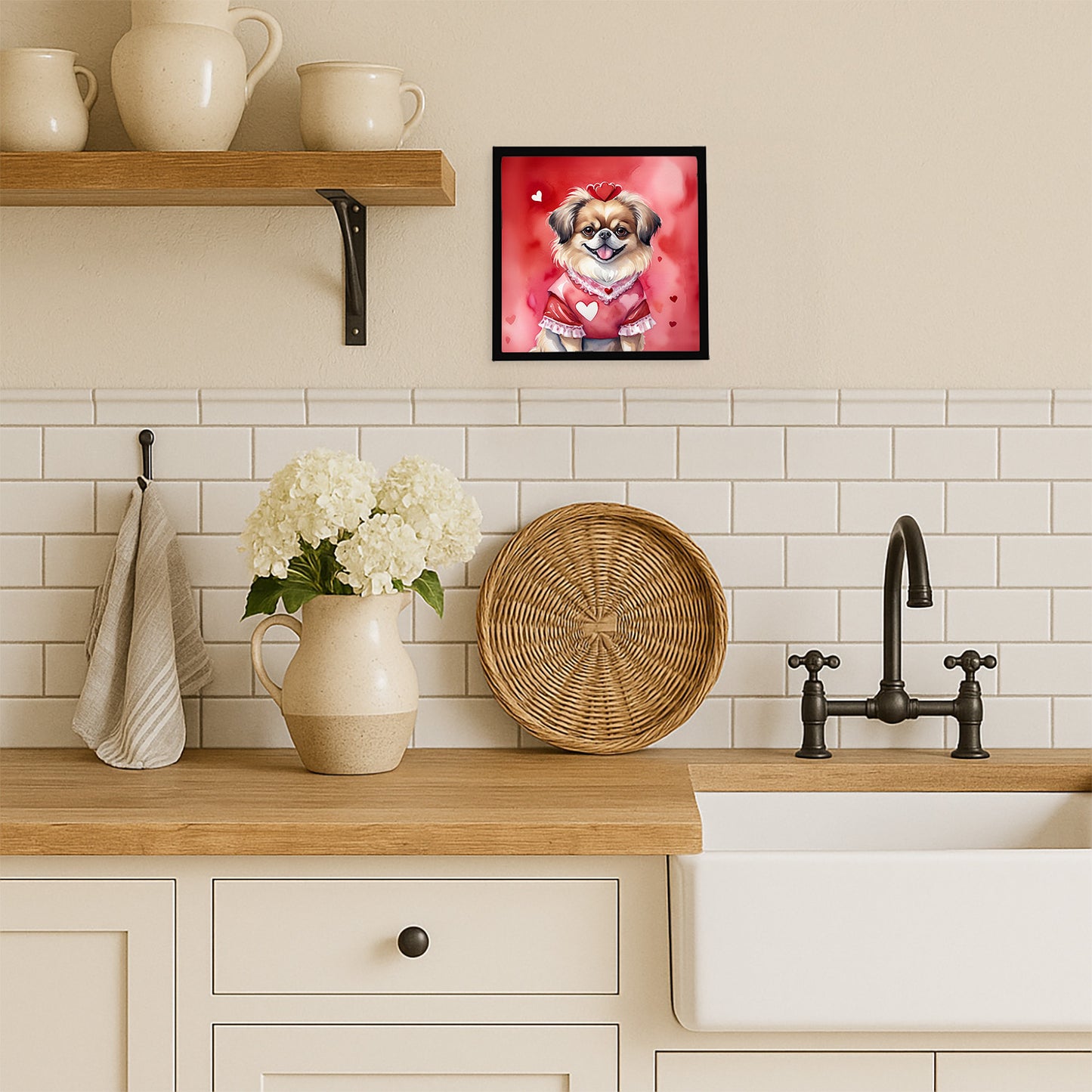 Tibetan Spaniel My Valentine Framed Metal Print