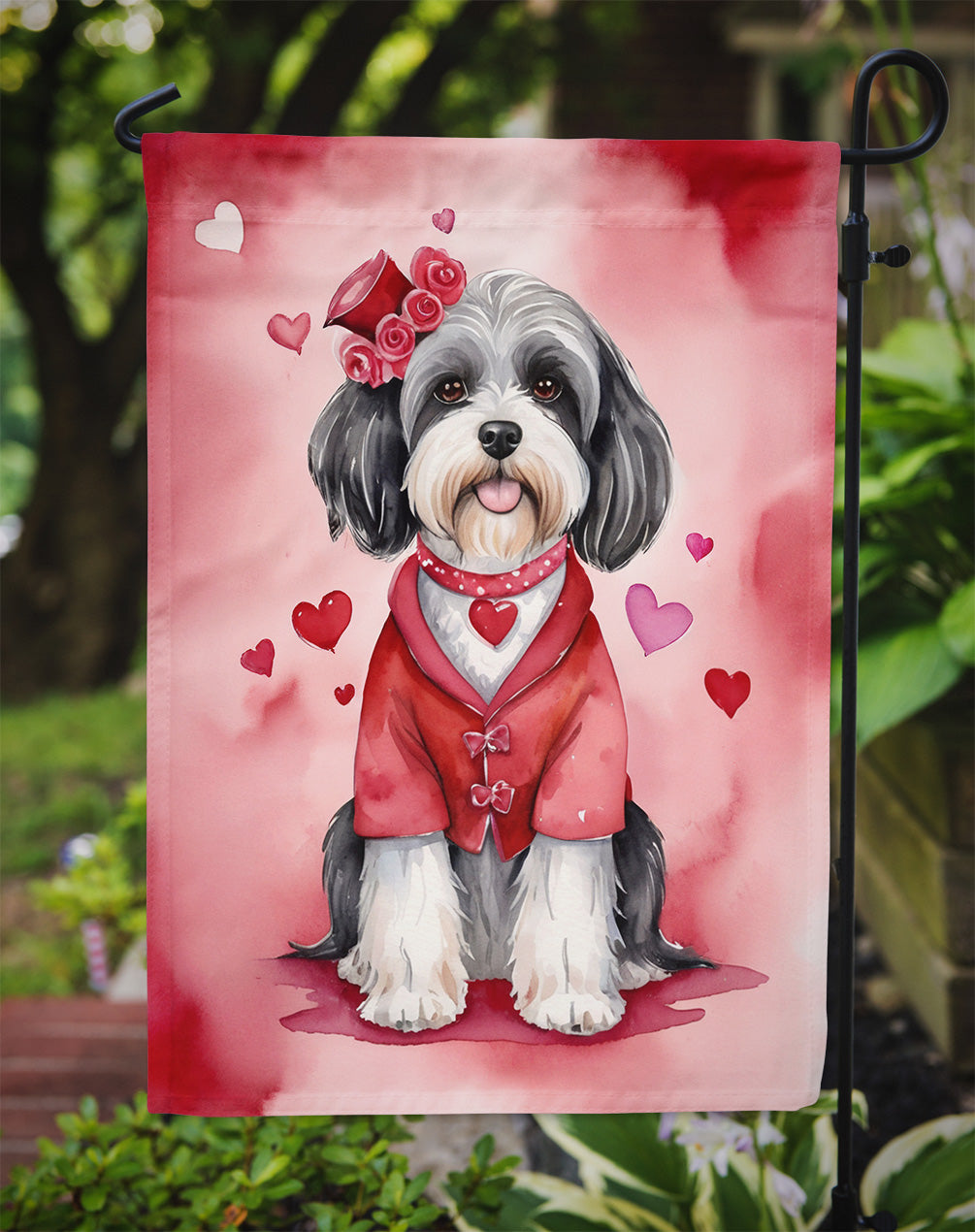 Tibetan Terrier My Valentine Garden Flag