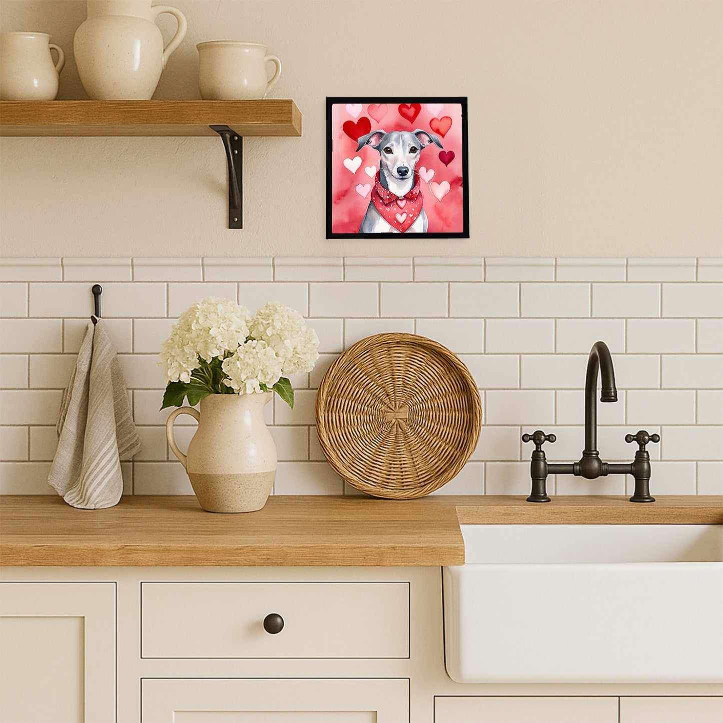 Whippet My Valentine Framed Metal Print