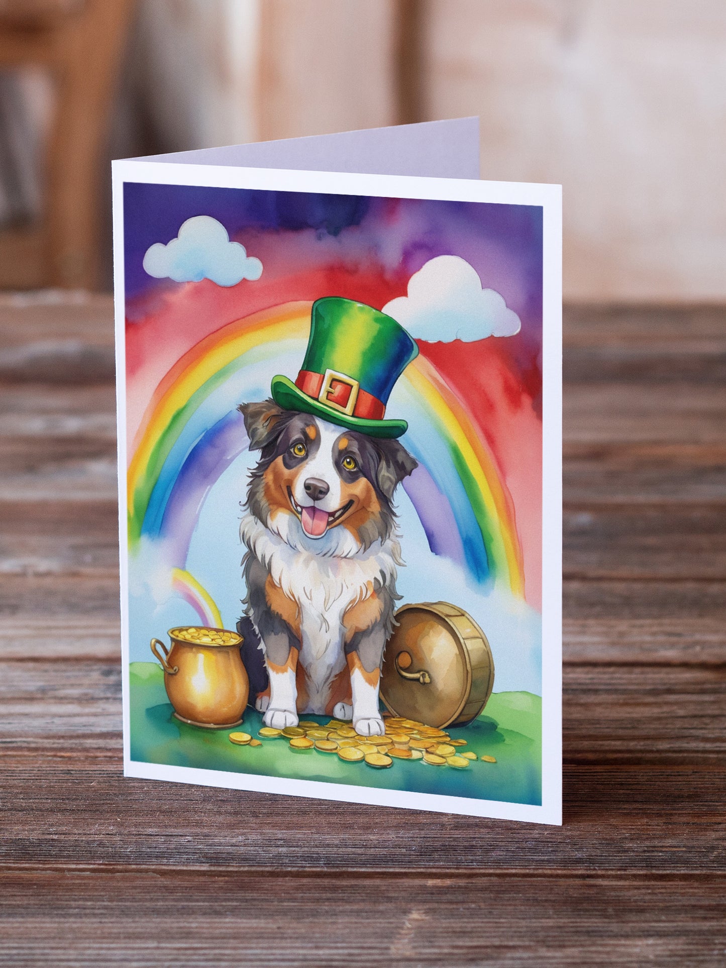 Australian Shepherd St Patrick's Day Greeting Cards Pack of 8