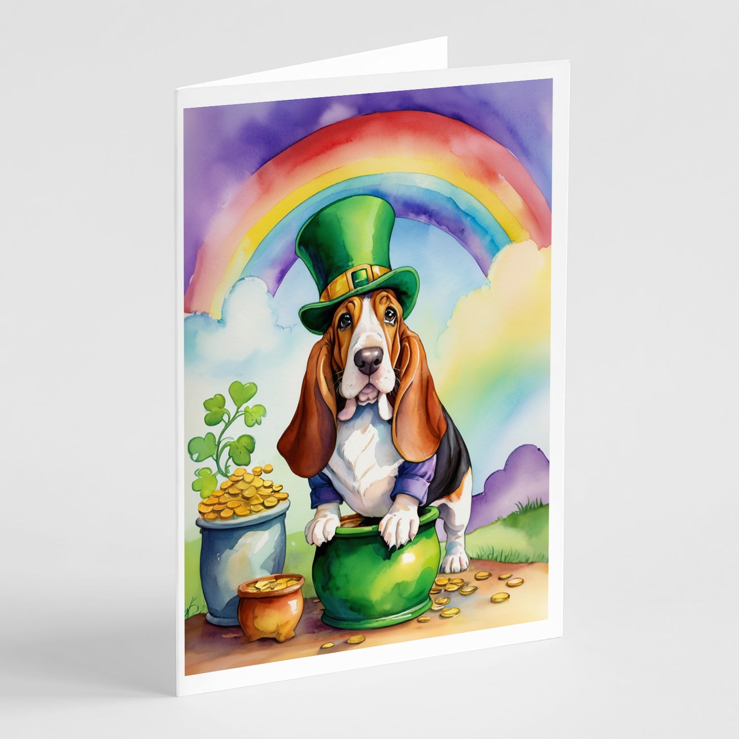 Buy this Basset Hound St Patrick's Day Greeting Cards Pack of 8