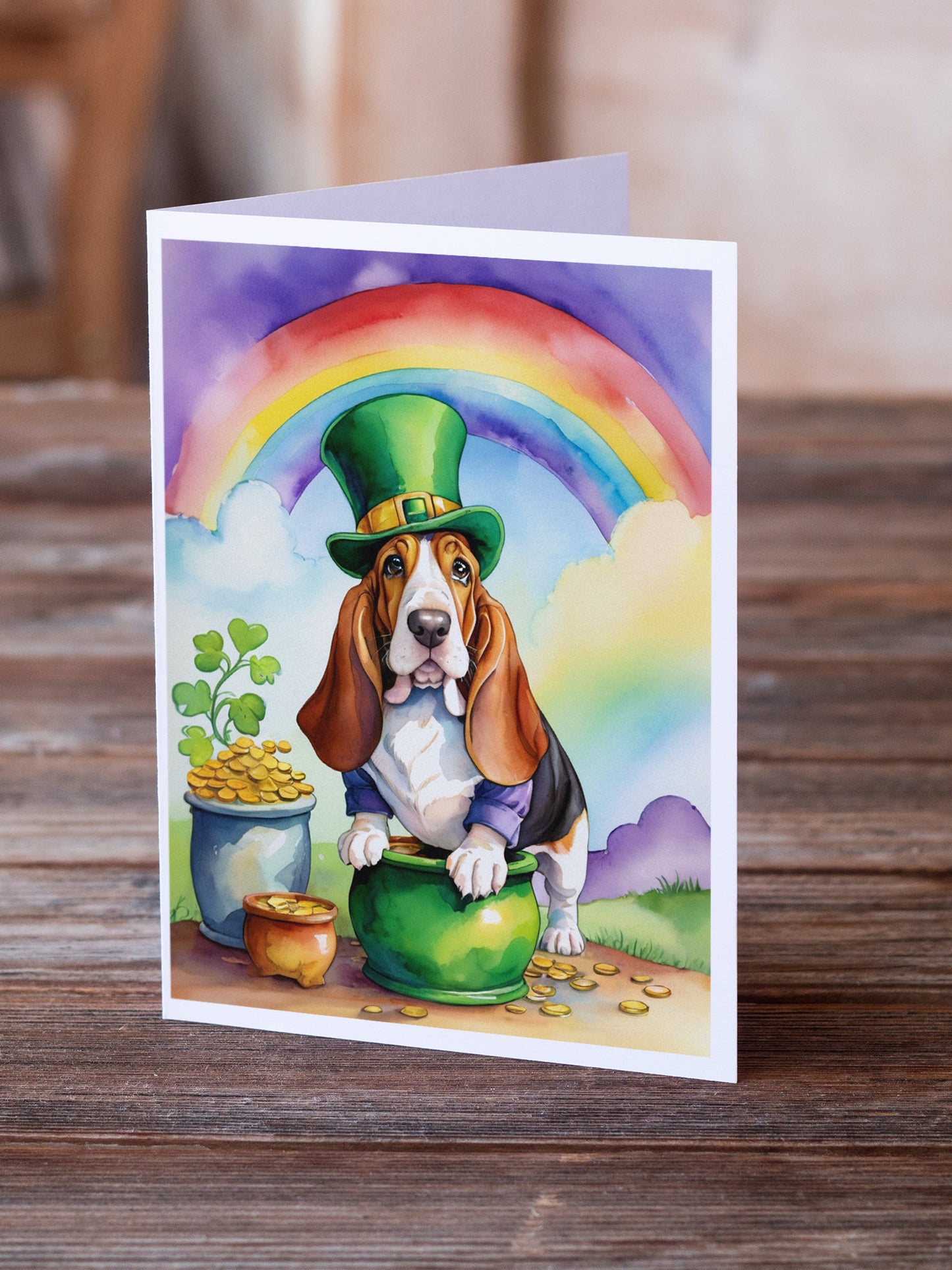 Basset Hound St Patrick's Day Greeting Cards Pack of 8