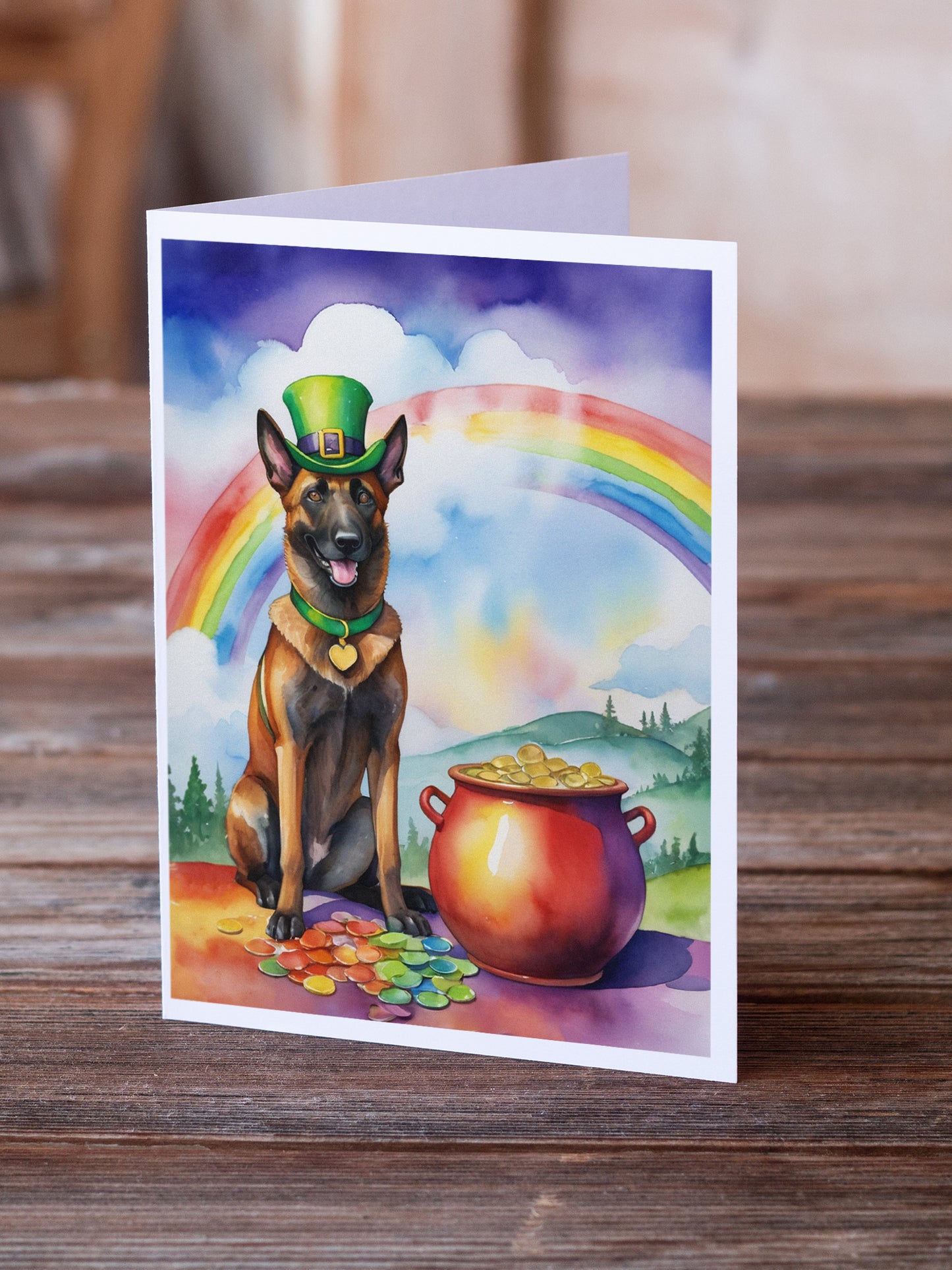 Belgian Malinois St Patrick's Day Greeting Cards Pack of 8