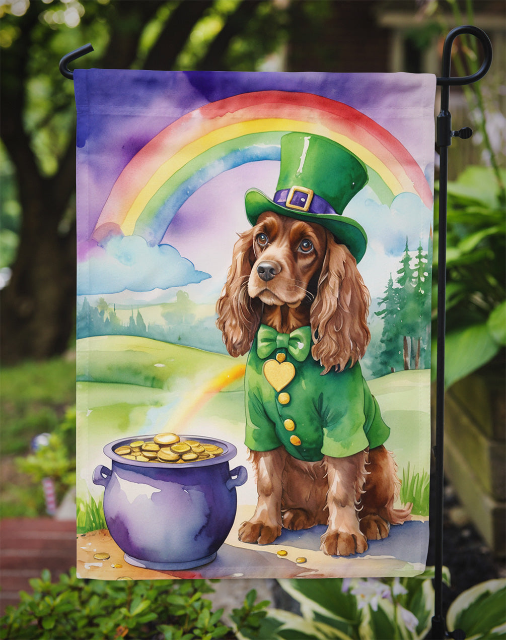 Cocker Spaniel St Patrick's Day Garden Flag