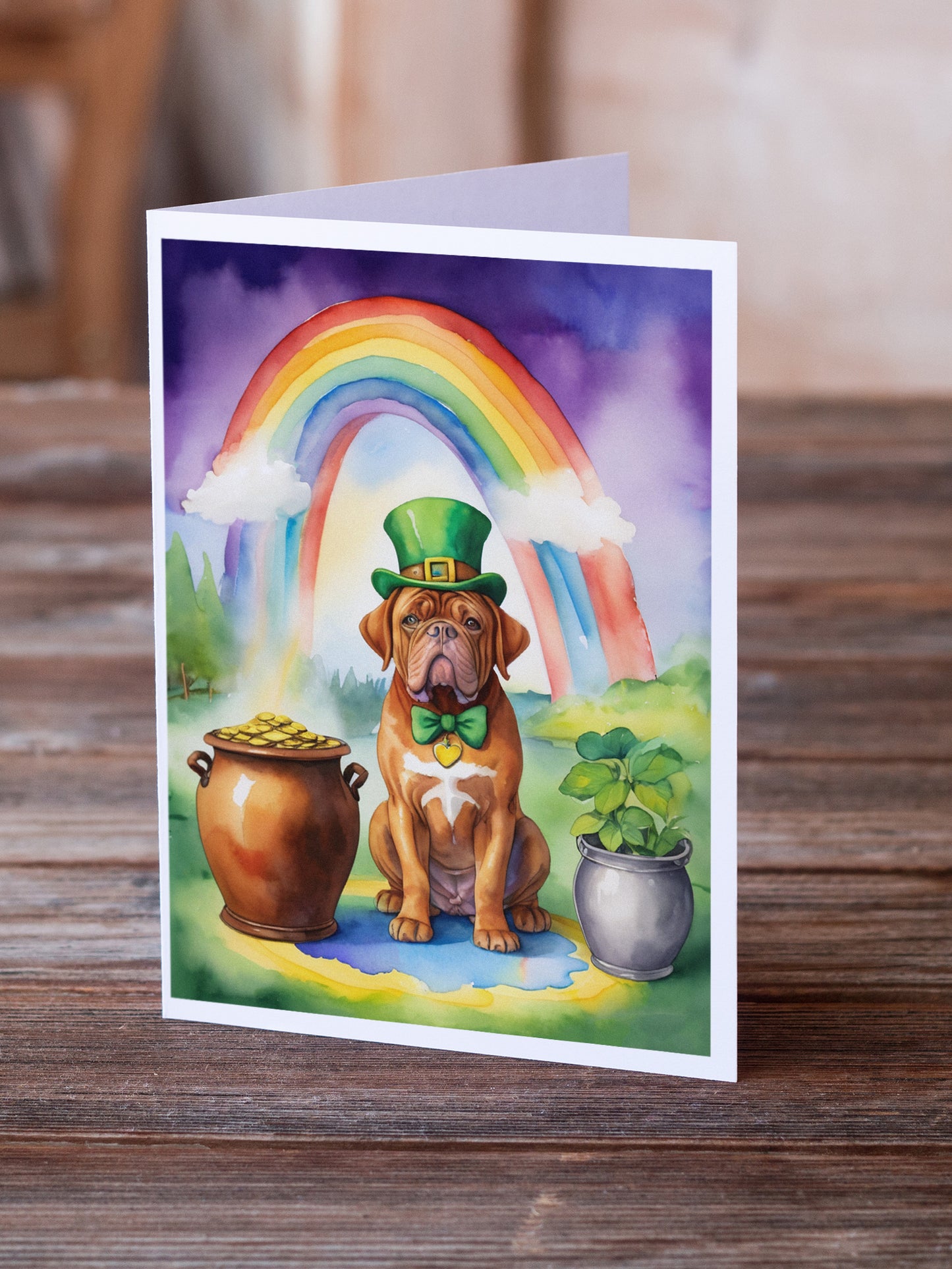 Dogue de Bordeaux St Patrick's Day Greeting Cards Pack of 8