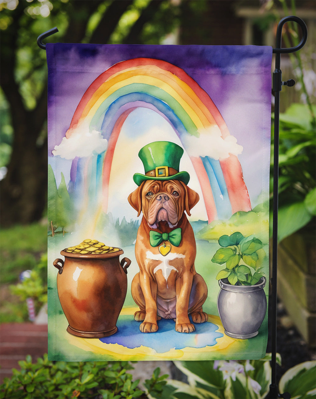 Dogue de Bordeaux St Patrick's Day Garden Flag