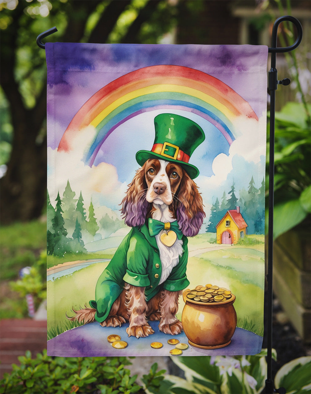 English Cocker Spaniel St Patrick's Day Garden Flag