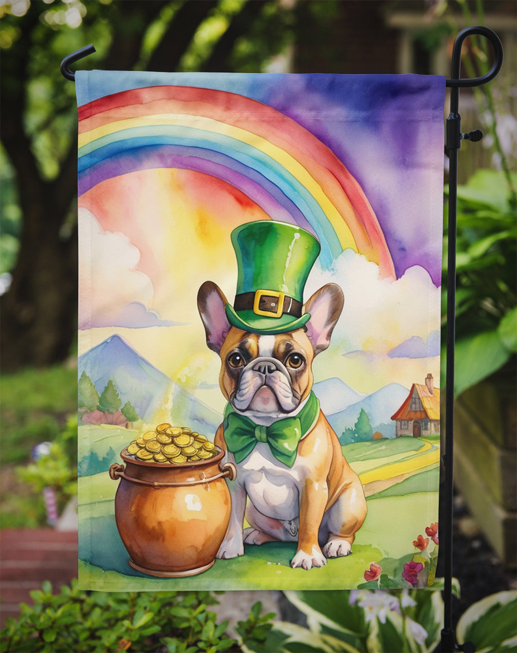 French Bulldog St Patrick's Day Garden Flag