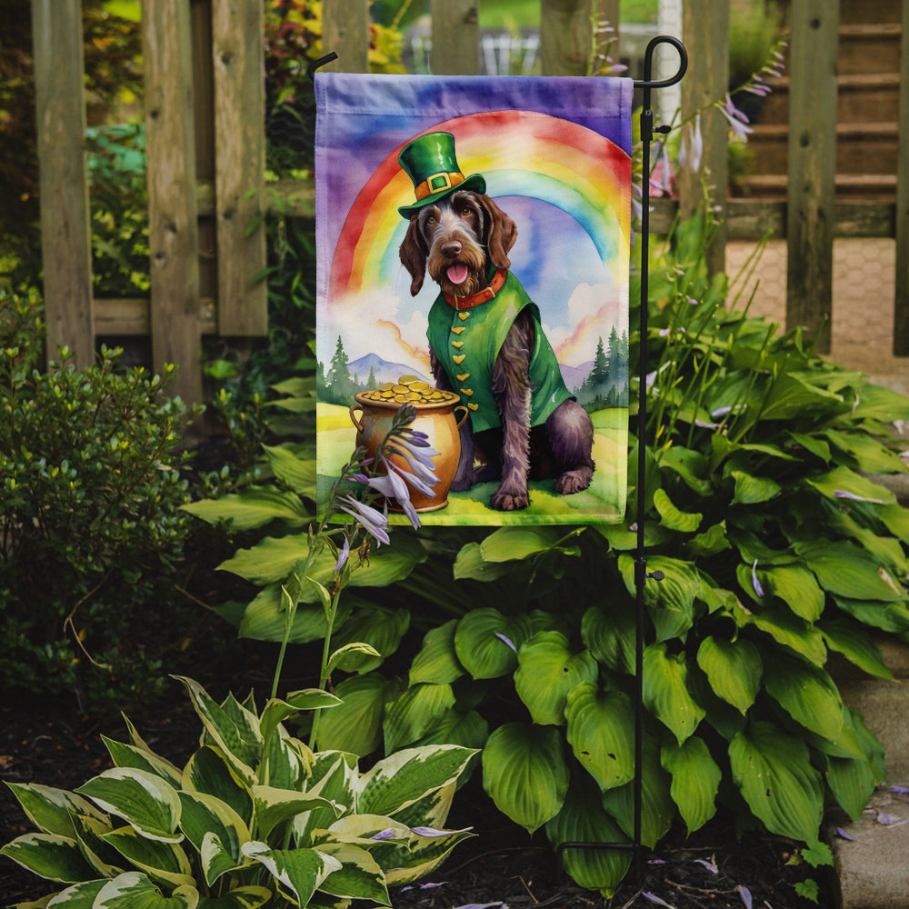 German Wirehaired Pointer St Patrick's Day Garden Flag