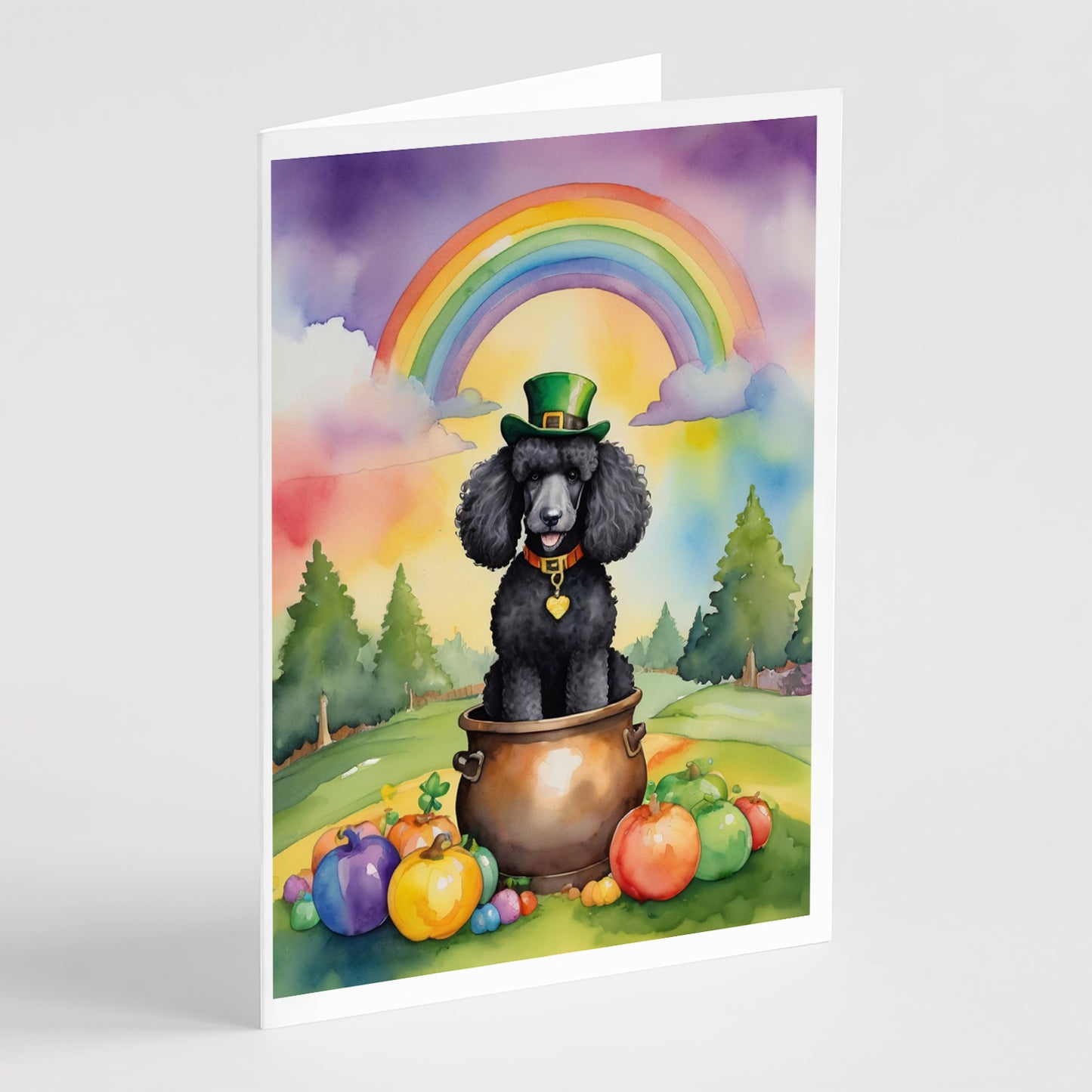 Buy this Black Poodle St Patrick's Day Greeting Cards Pack of 8