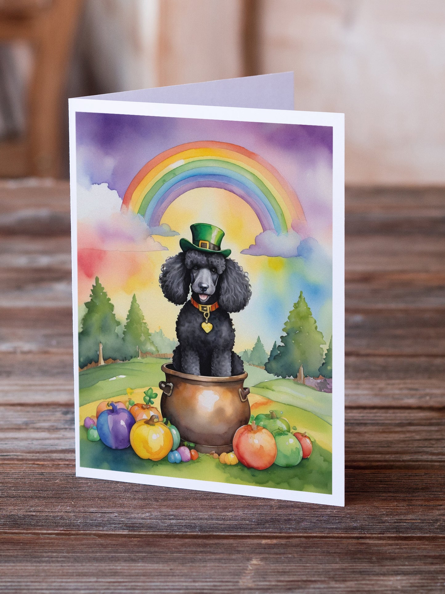 Black Poodle St Patrick's Day Greeting Cards Pack of 8