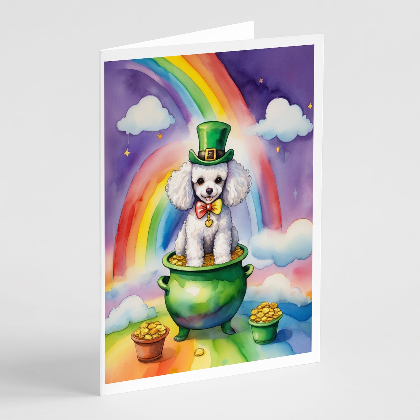 Buy this White Poodle St Patrick's Day Greeting Cards Pack of 8