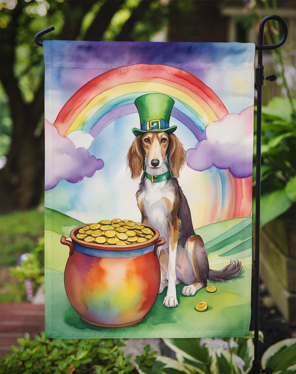 Saluki St Patrick's Day Garden Flag