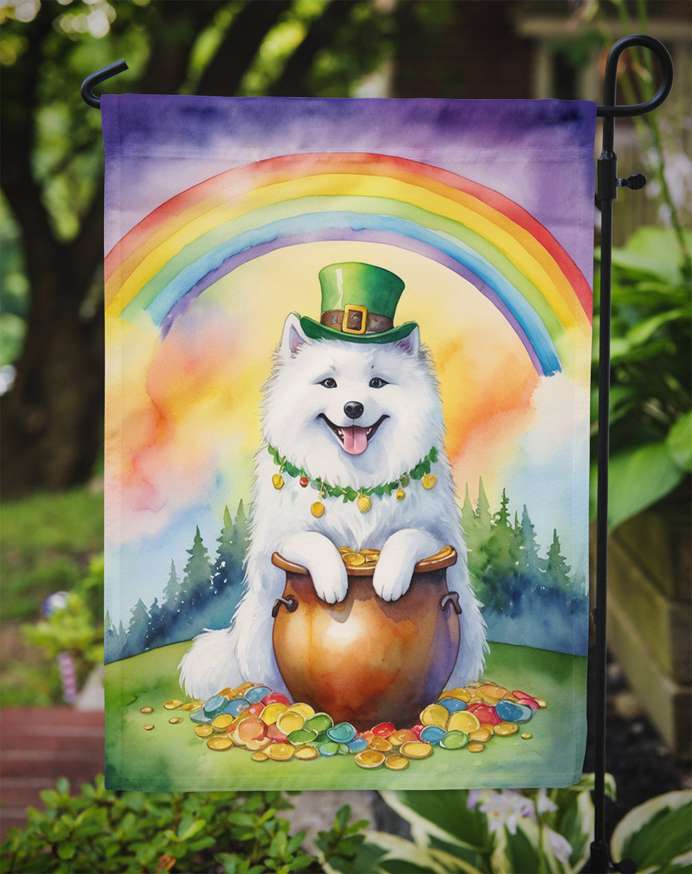 Samoyed St Patrick's Day Garden Flag