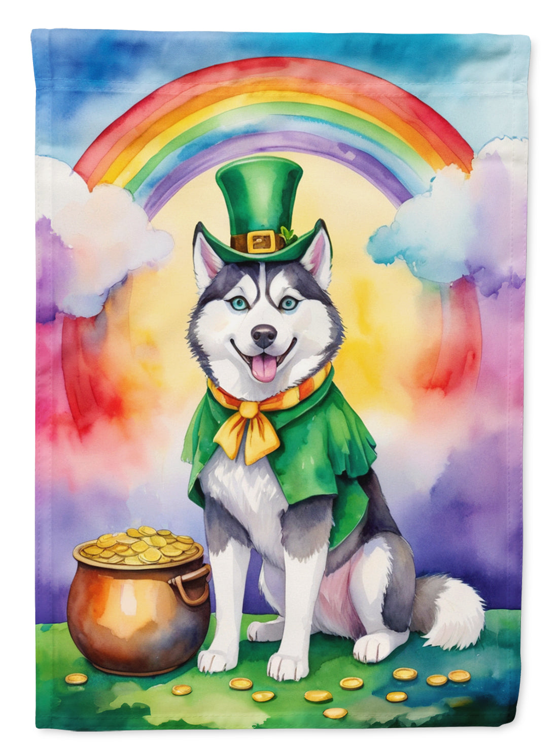 Buy this Siberian Husky St Patrick's Day House Flag