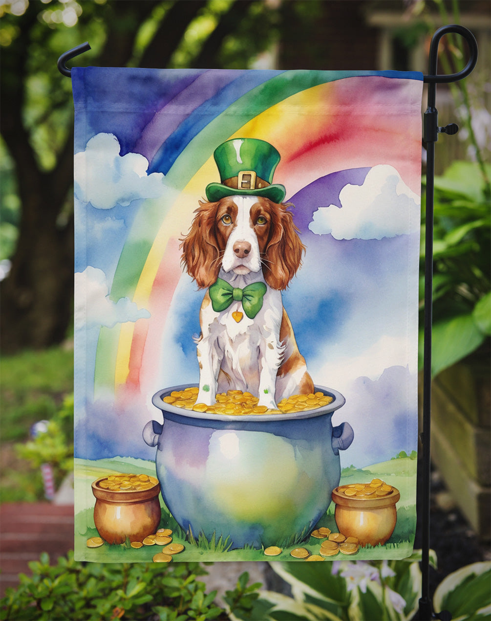 Welsh Springer Spaniel St Patrick's Day Garden Flag