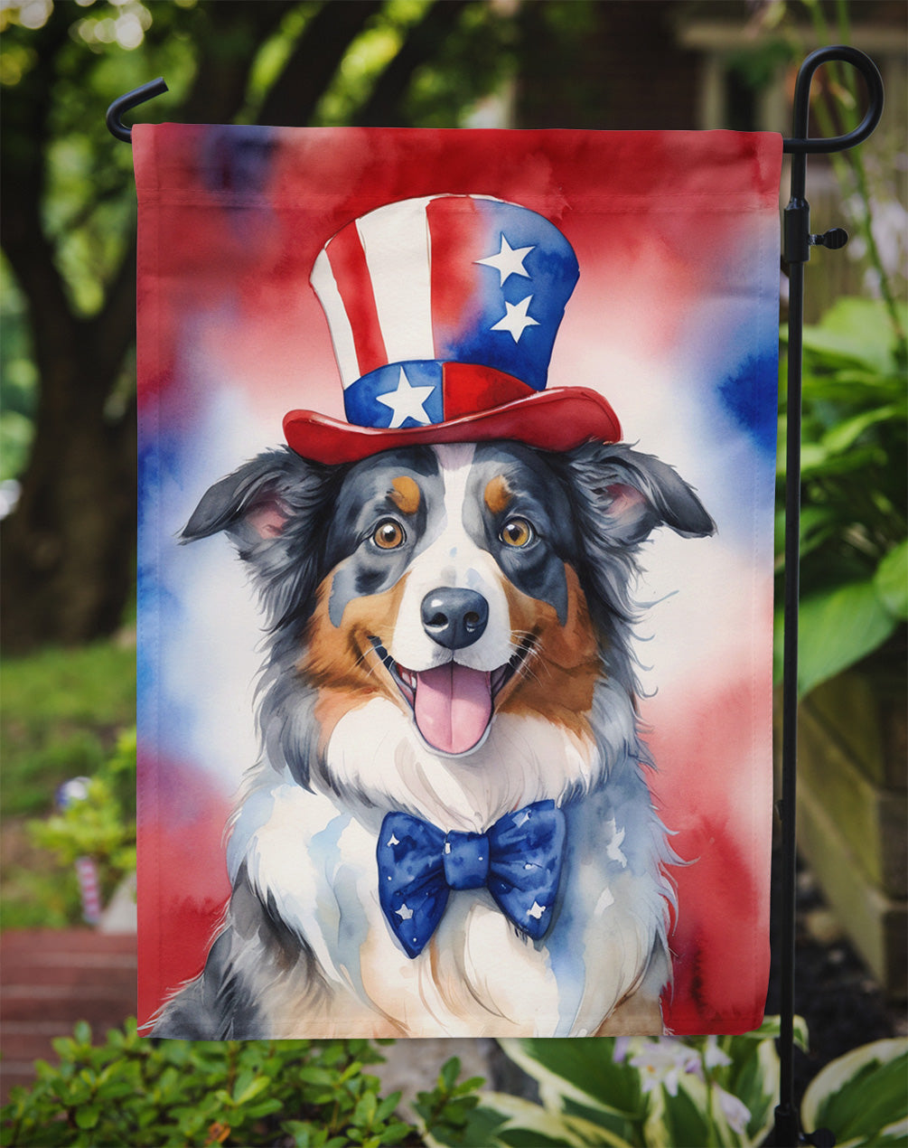 Australian Shepherd Patriotic American Garden Flag