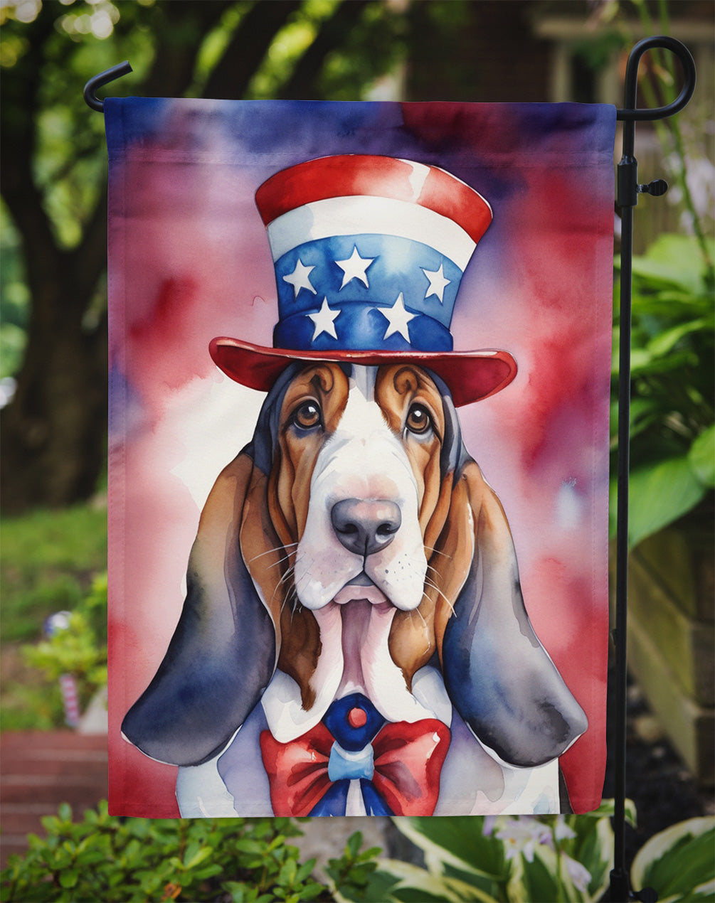 Basset Hound Patriotic American Garden Flag